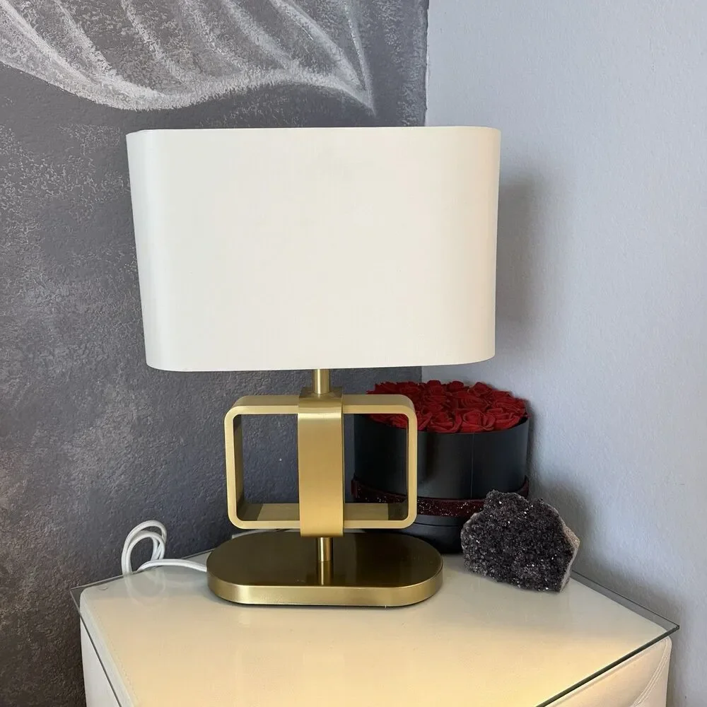 Ikea UPPVIND Table lamp, brass plated/white 19 